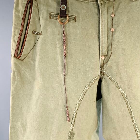 RALPH LAUREN Size 32 Olive Brown Linen Blend Jodhpurs Zip Fly Casual Pants - Picture 2 of 7